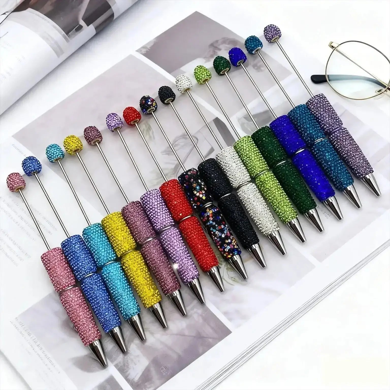 FS101507-Beadable Clay Pens with Shiny Rhinestones Covered the Entire Pen -Zoe DIY Wholesale