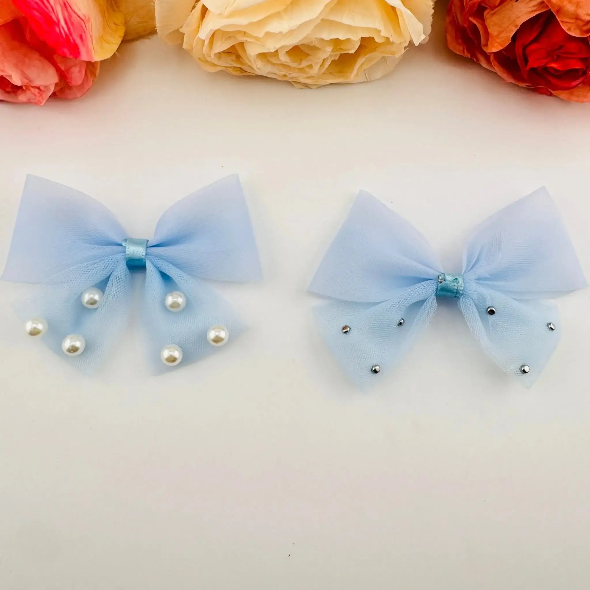 FS101576-About 7×8.5cm Pearl Fabric Bow For Making Fancy Beads -Zoe DIY Wholesale