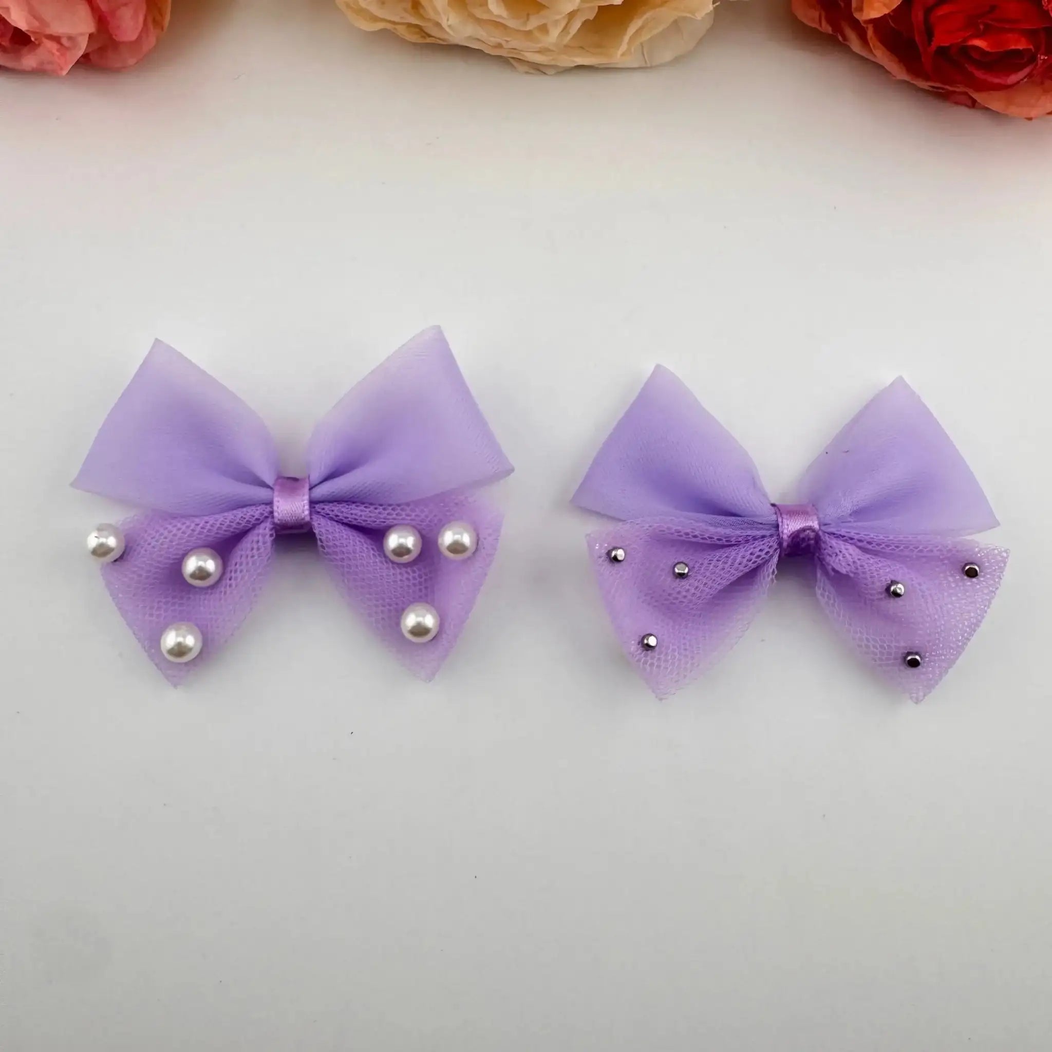 FS101576-About 7×8.5cm Pearl Fabric Bow For Making Fancy Beads -Zoe DIY Wholesale