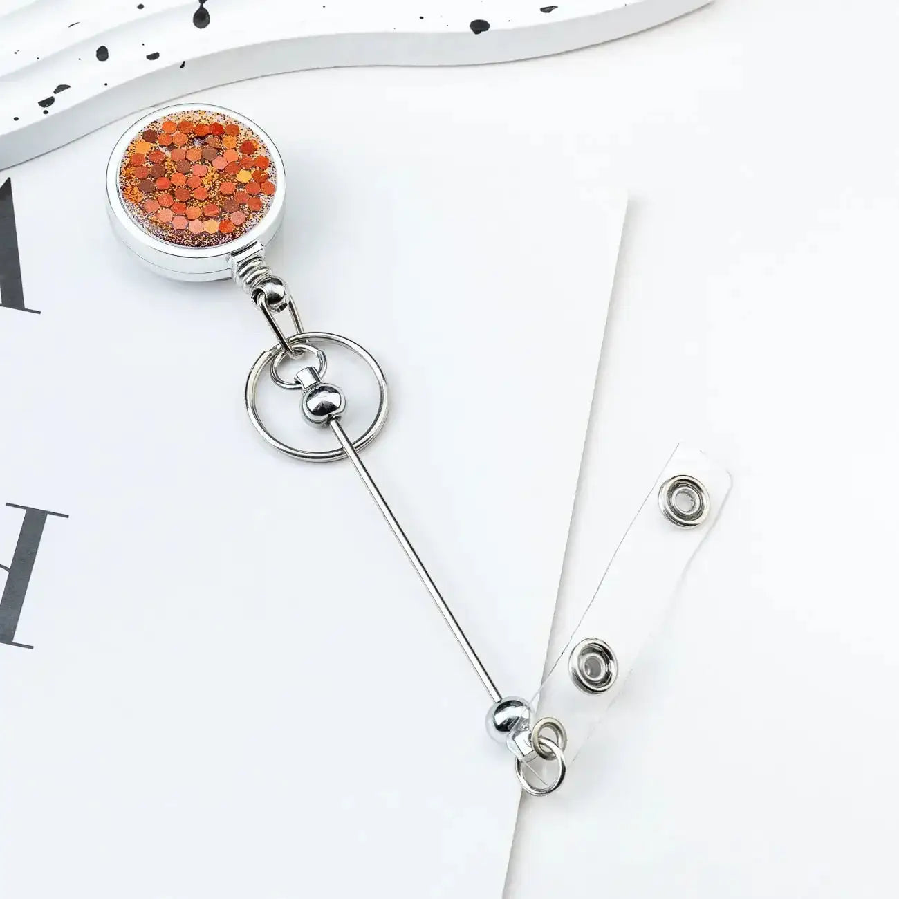 FS101601-Flash Glitter Beadable Badge Holder Reels -Zoe DIY Wholesale