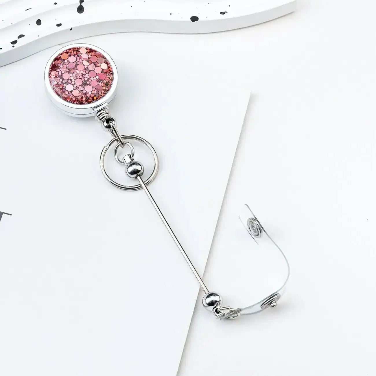 FS101601-Flash Glitter Beadable Badge Holder Reels -Zoe DIY Wholesale