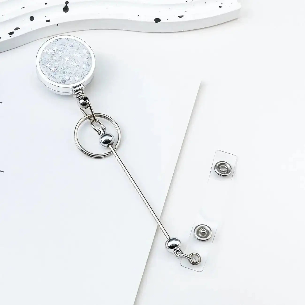 FS101601-Flash Glitter Beadable Badge Holder Reels -Zoe DIY Wholesale