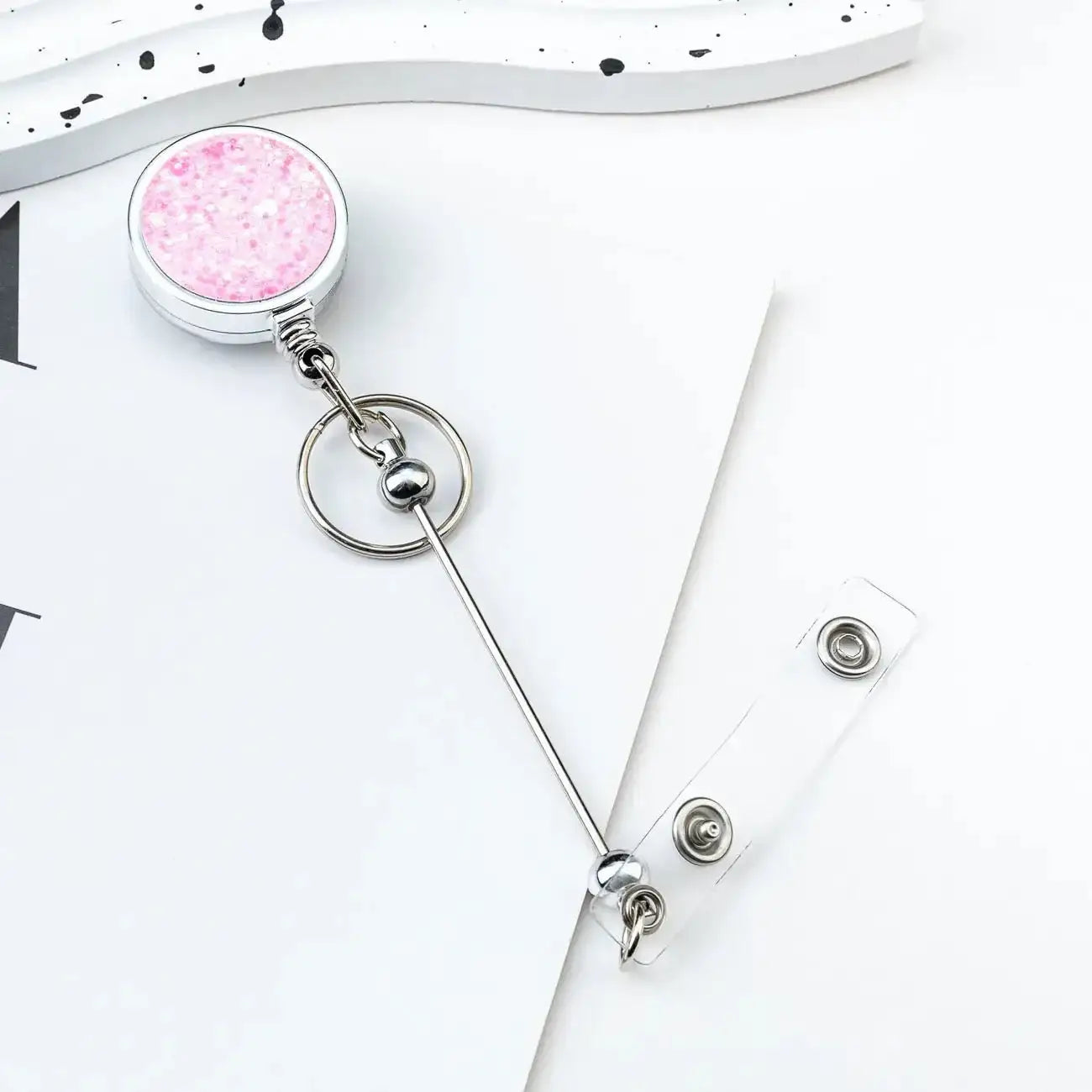 FS101601-Flash Glitter Beadable Badge Holder Reels -Zoe DIY Wholesale