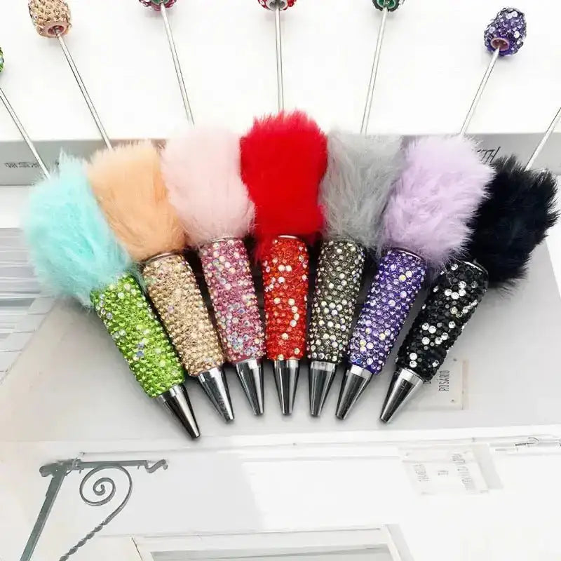 FS101626-Pompom Rhinestone Clay Beadable Pens -Zoe DIY Wholesale