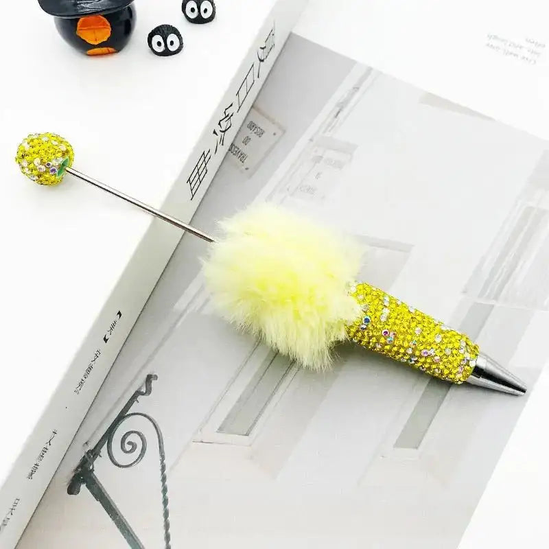 FS101626-Pompom Rhinestone Clay Beadable Pens -Zoe DIY Wholesale