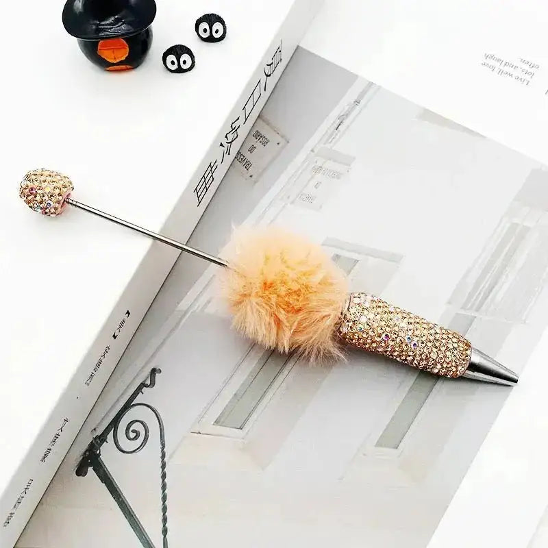 FS101626-Pompom Rhinestone Clay Beadable Pens -Zoe DIY Wholesale