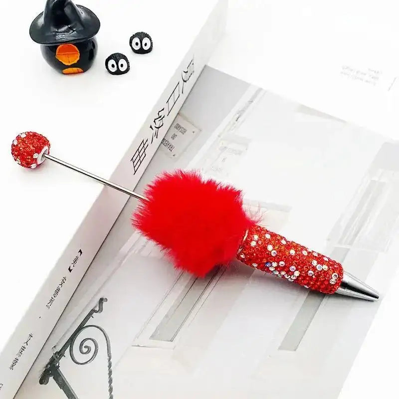 FS101626-Pompom Rhinestone Clay Beadable Pens -Zoe DIY Wholesale