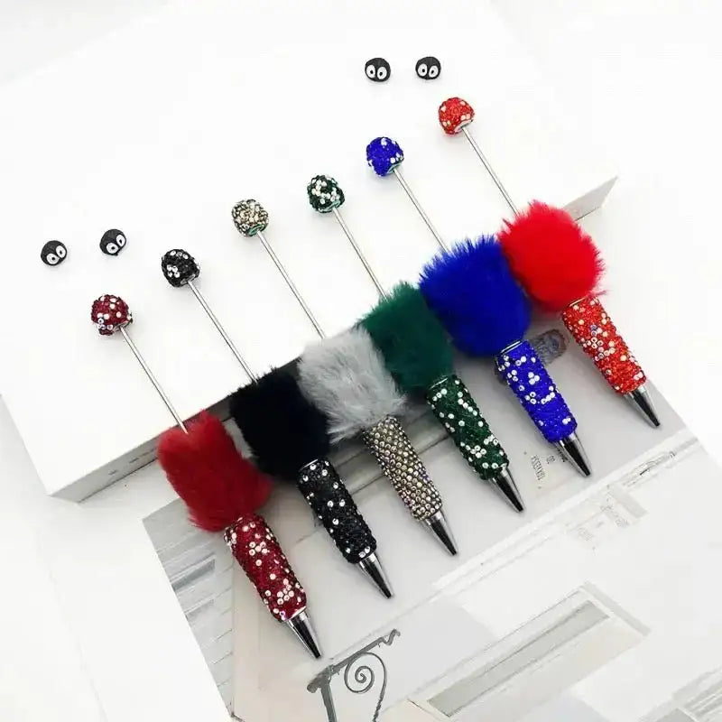 FS101626-Pompom Rhinestone Clay Beadable Pens -Zoe DIY Wholesale