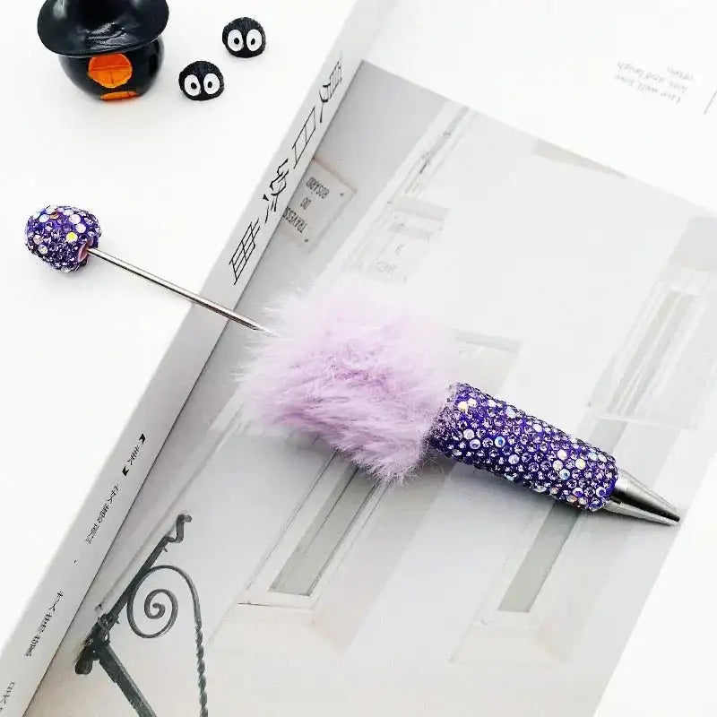 FS101626-Pompom Rhinestone Clay Beadable Pens -Zoe DIY Wholesale