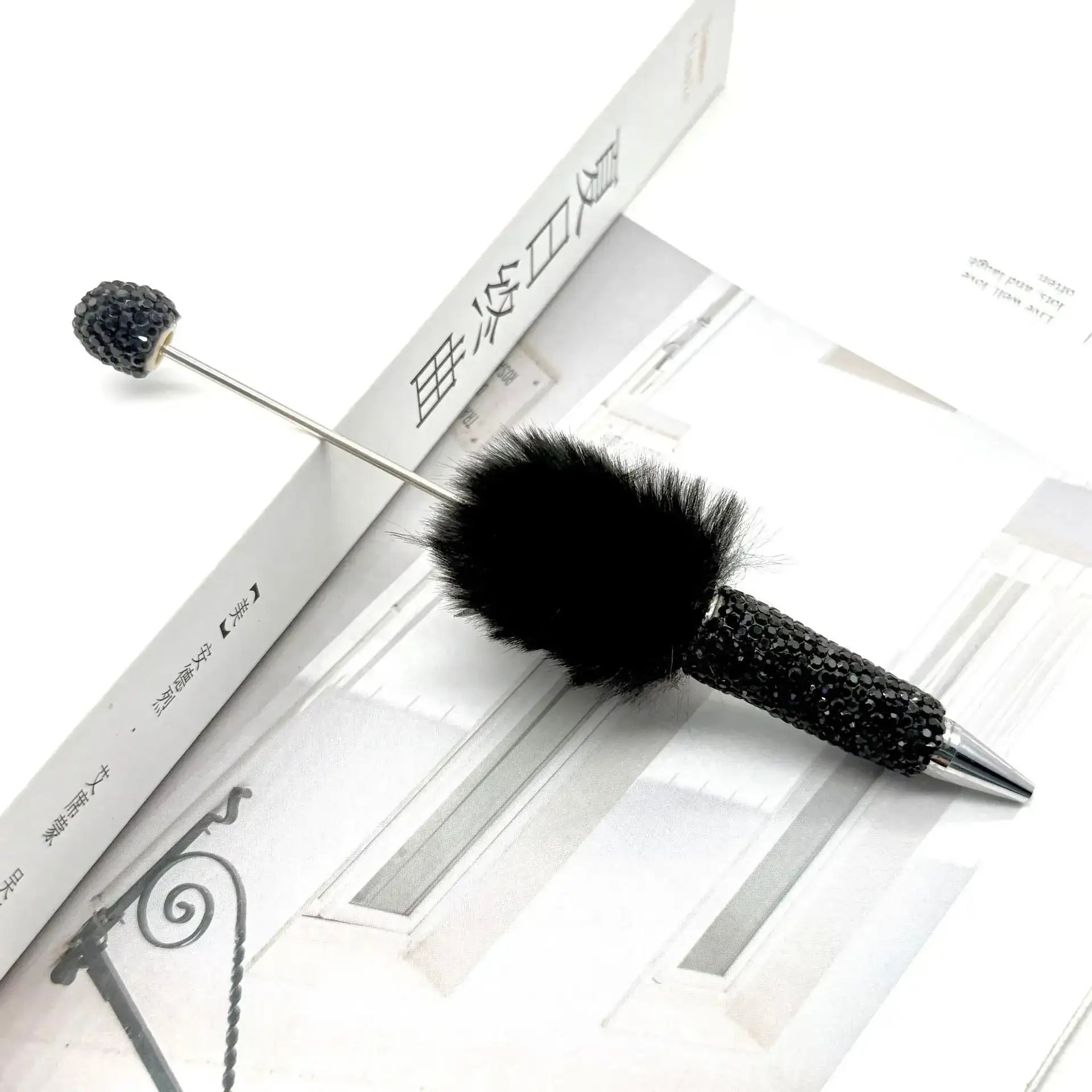 FS101626-Pompom Rhinestone Clay Beadable Pens -Zoe DIY Wholesale
