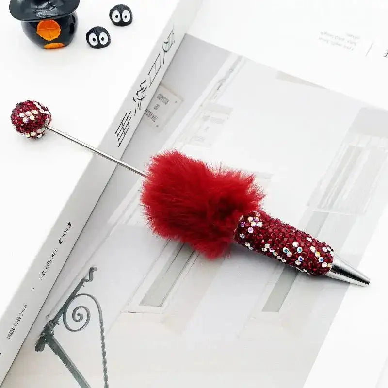 FS101626-Pompom Rhinestone Clay Beadable Pens -Zoe DIY Wholesale