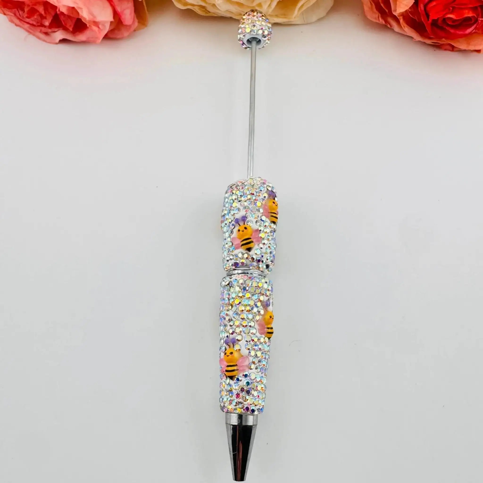 FS101631-Bee Rhinestone Clay Beadable Pens -Zoe DIY Wholesale