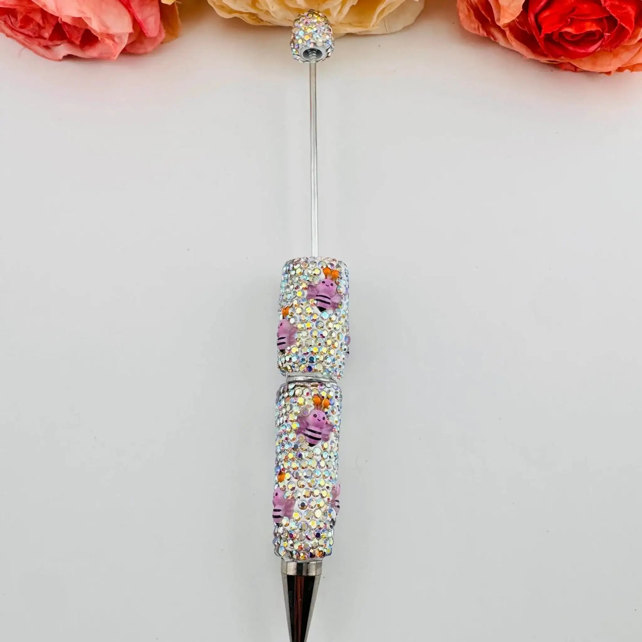 FS101631-Bee Rhinestone Clay Beadable Pens -Zoe DIY Wholesale
