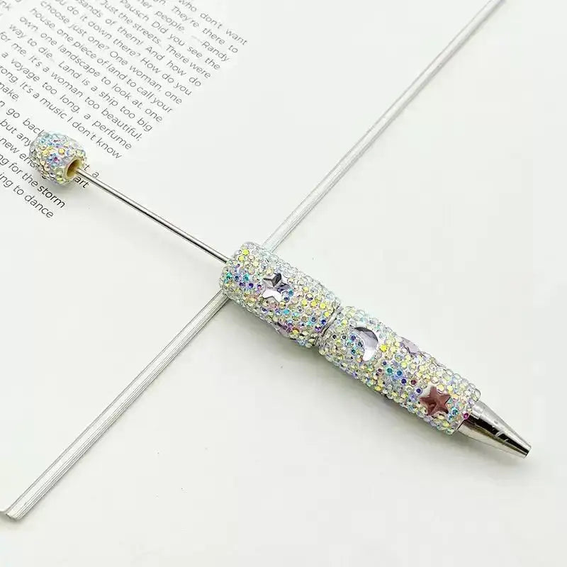 FS101633-Moon Star Rhinestone Clay Beadable Pen -Zoe DIY Wholesale