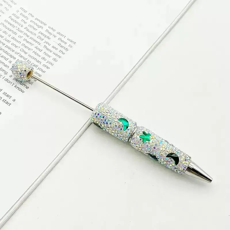 FS101633-Moon Star Rhinestone Clay Beadable Pen -Zoe DIY Wholesale