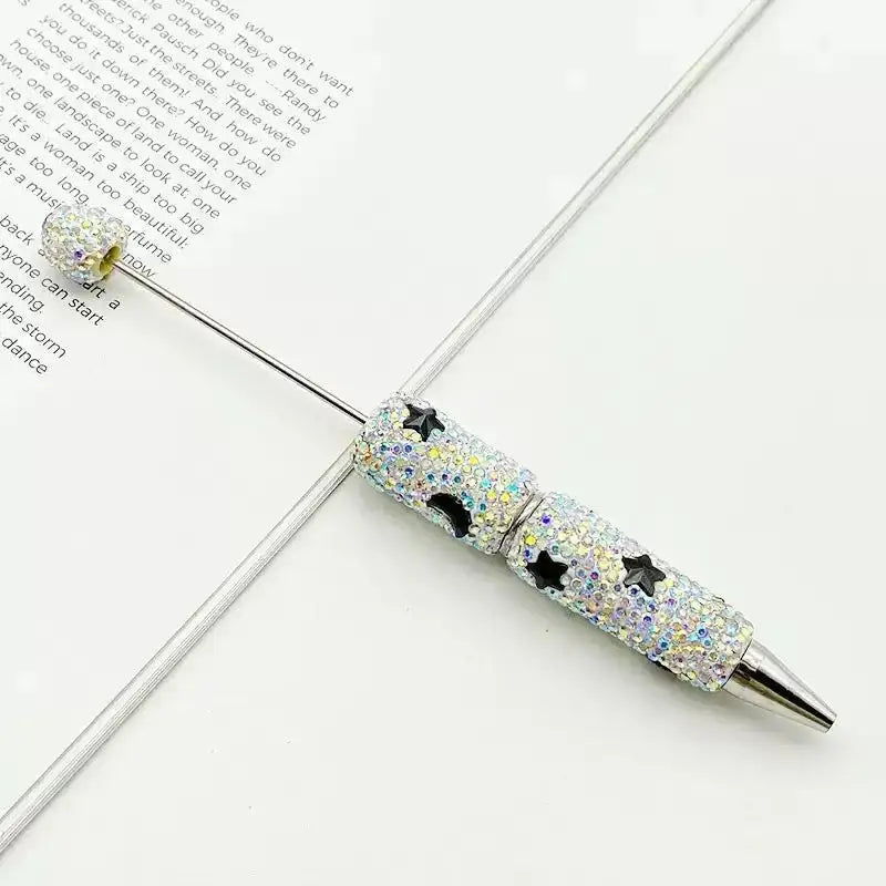FS101633-Moon Star Rhinestone Clay Beadable Pen -Zoe DIY Wholesale