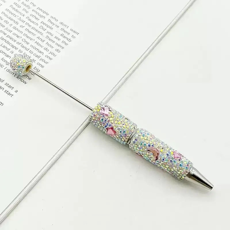 FS101633-Moon Star Rhinestone Clay Beadable Pen -Zoe DIY Wholesale