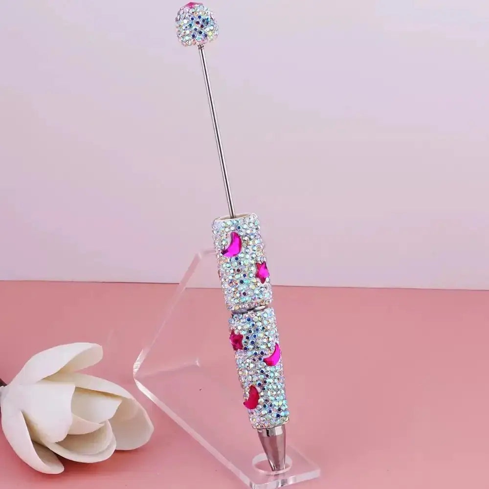 FS101633-Moon Star Rhinestone Clay Beadable Pen -Zoe DIY Wholesale