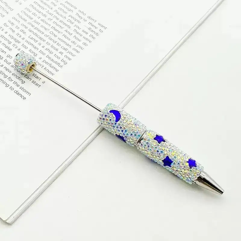 FS101633-Moon Star Rhinestone Clay Beadable Pen -Zoe DIY Wholesale