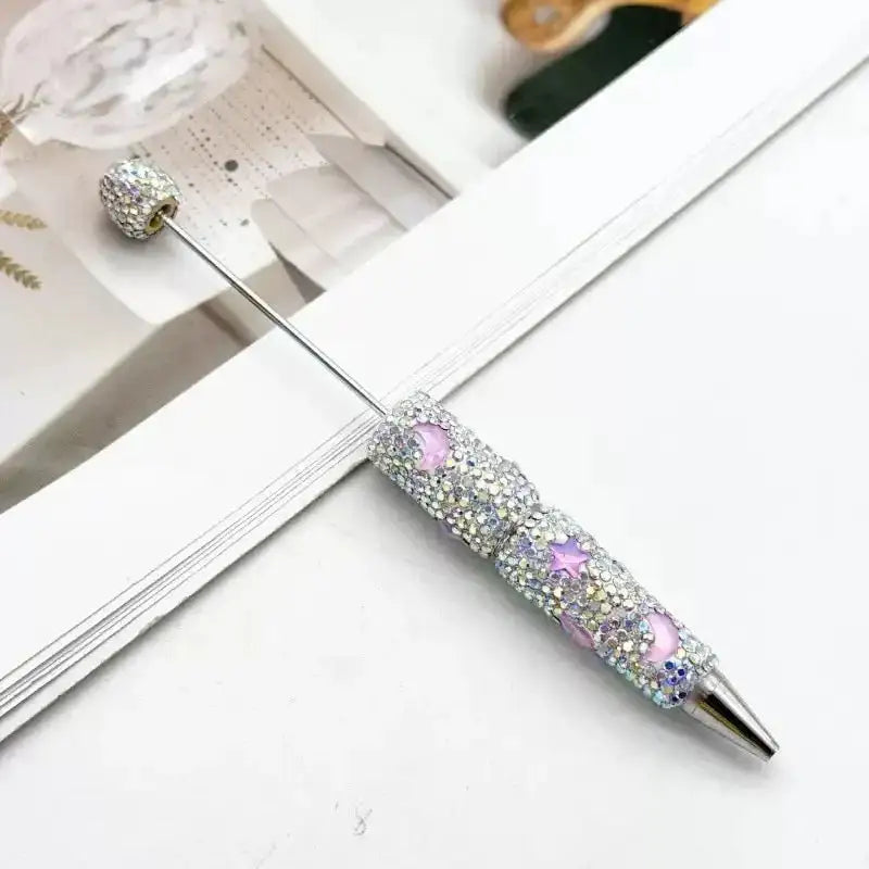 FS101633-Moon Star Rhinestone Clay Beadable Pen -Zoe DIY Wholesale