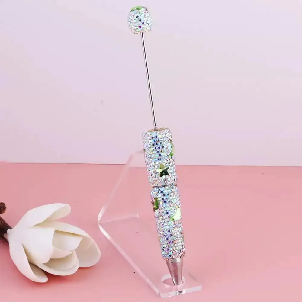 FS101633-Moon Star Rhinestone Clay Beadable Pen -Zoe DIY Wholesale