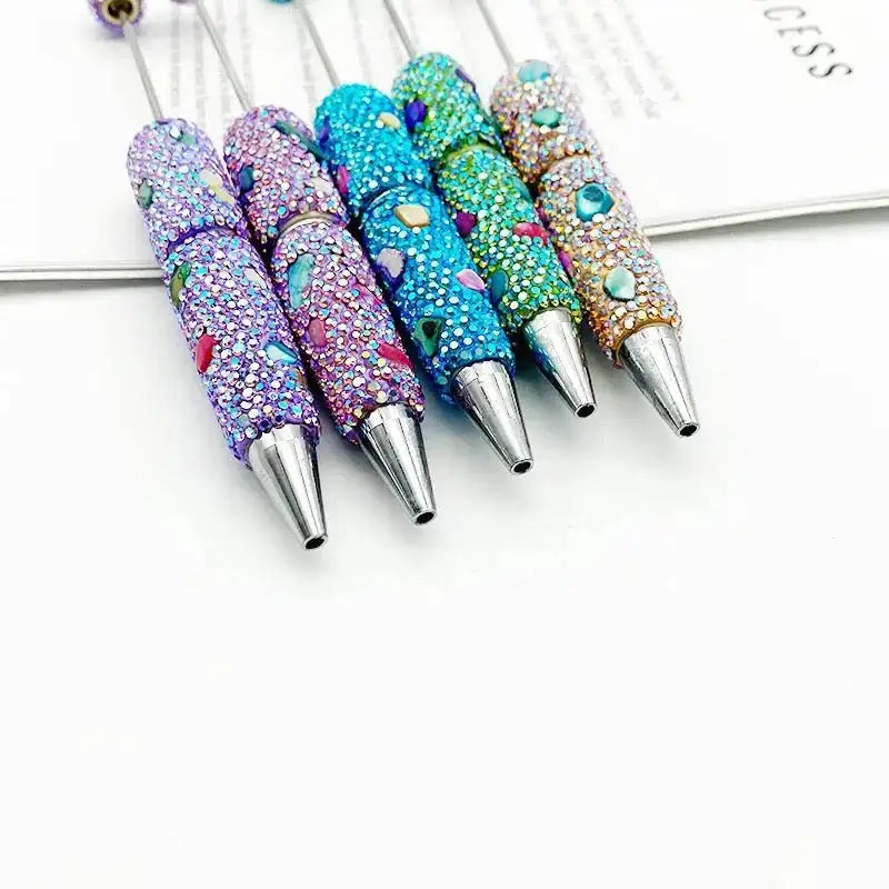 FS101634-Shell Rhinestone Clay Beadable Pens -Zoe DIY Wholesale