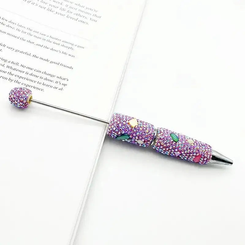 FS101634-Shell Rhinestone Clay Beadable Pens -Zoe DIY Wholesale