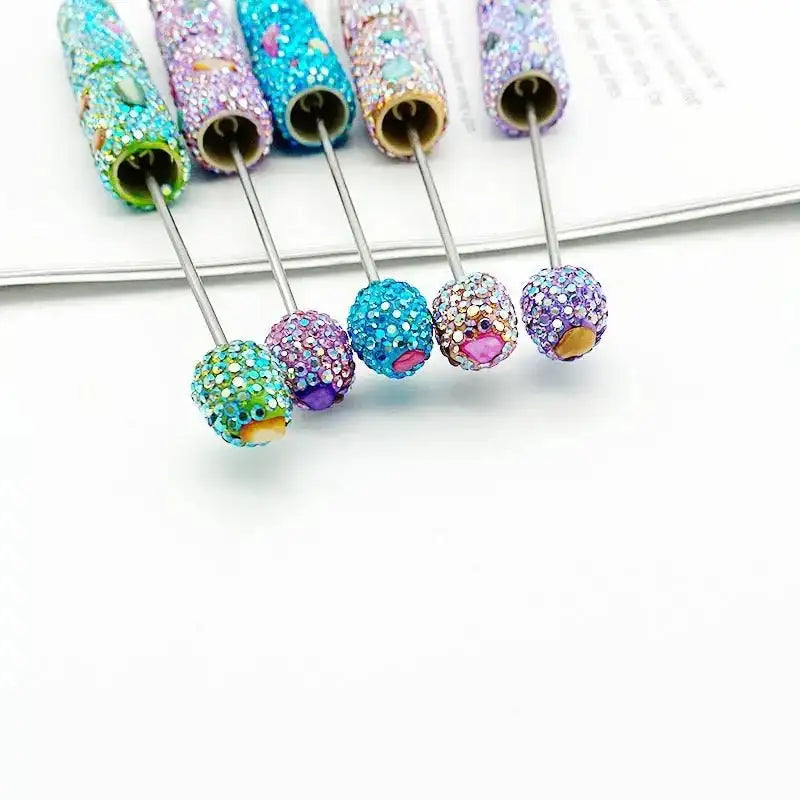 FS101634-Shell Rhinestone Clay Beadable Pens -Zoe DIY Wholesale