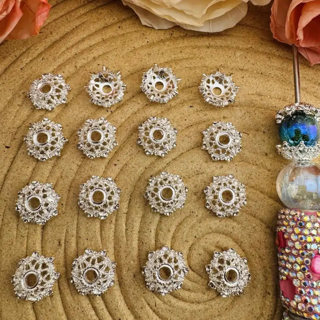 FS10167-14mm Alloy Beads with Diamonds -Zoe DIY Wholesale