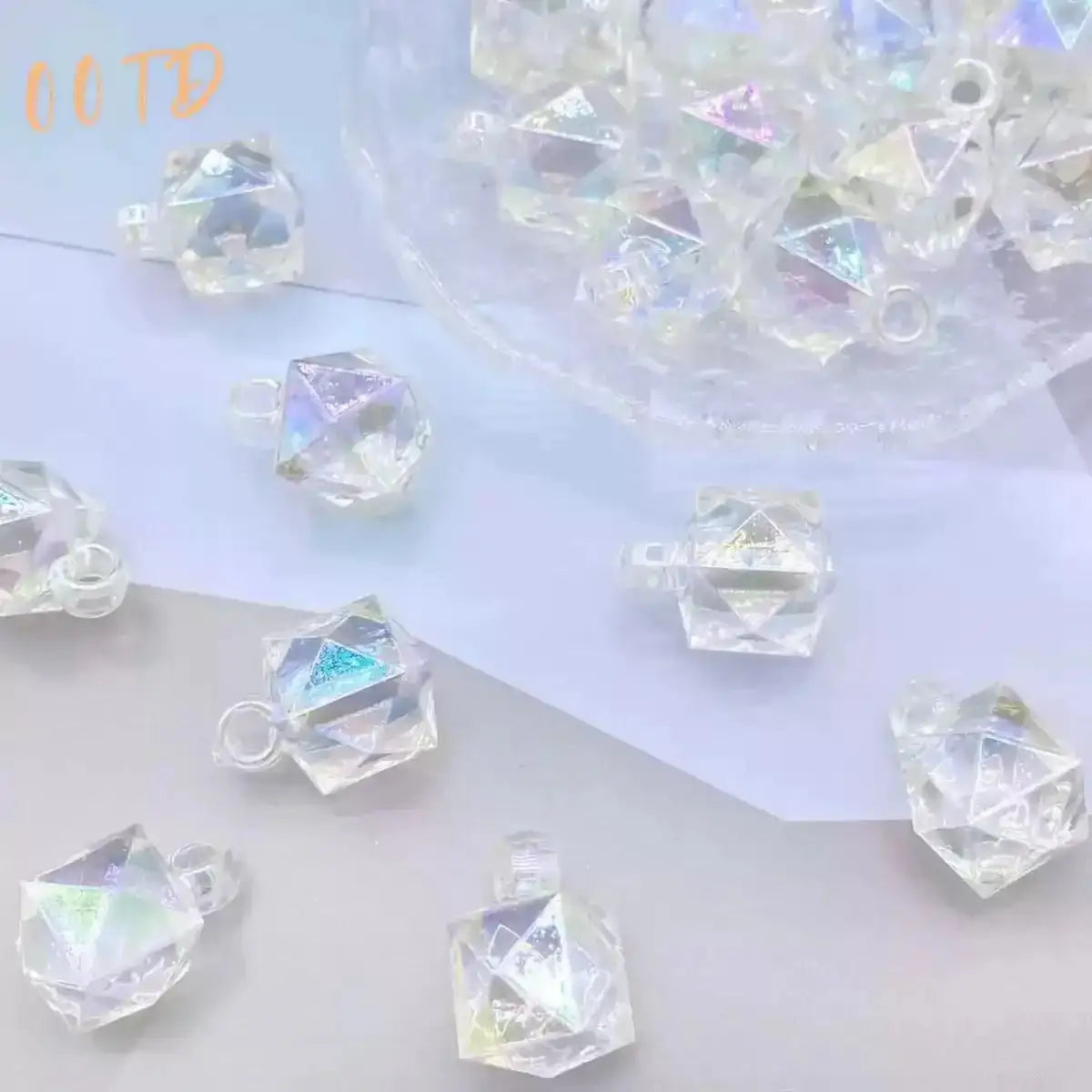 FS101700-16mm Mixed Cube Dangle Acrylic Beads -Zoe DIY Wholesale