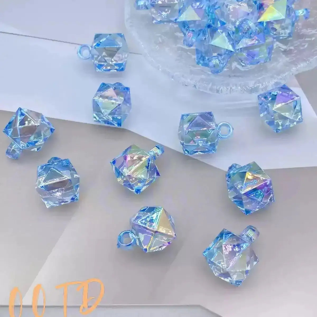 FS101700-16mm Mixed Cube Dangle Acrylic Beads -Zoe DIY Wholesale