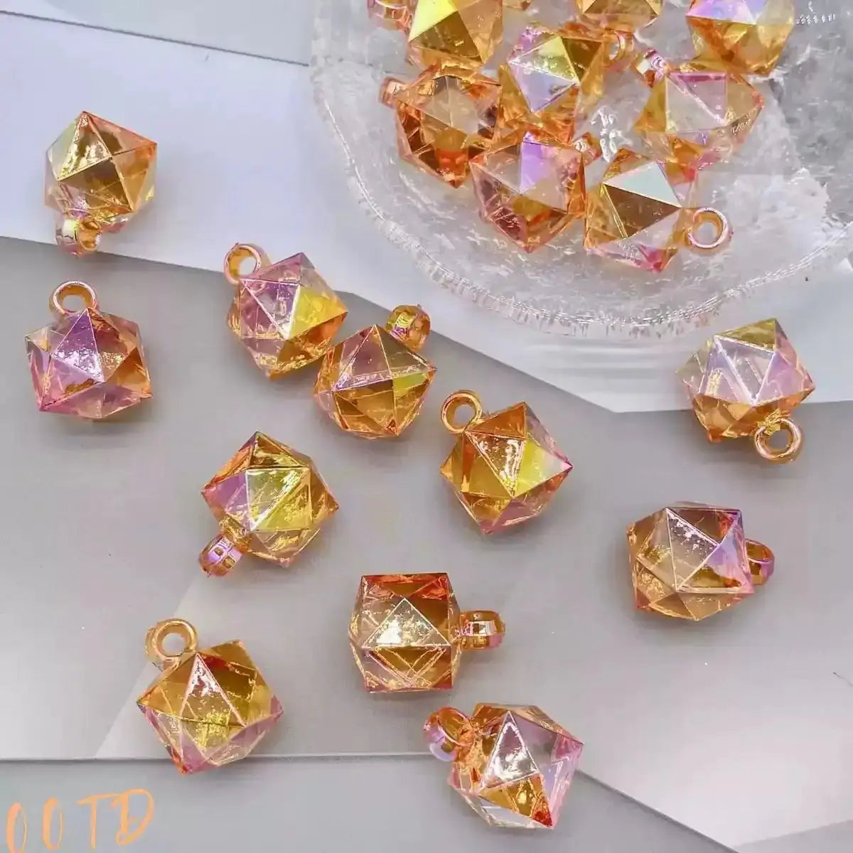 FS101700-16mm Mixed Cube Dangle Acrylic Beads -Zoe DIY Wholesale