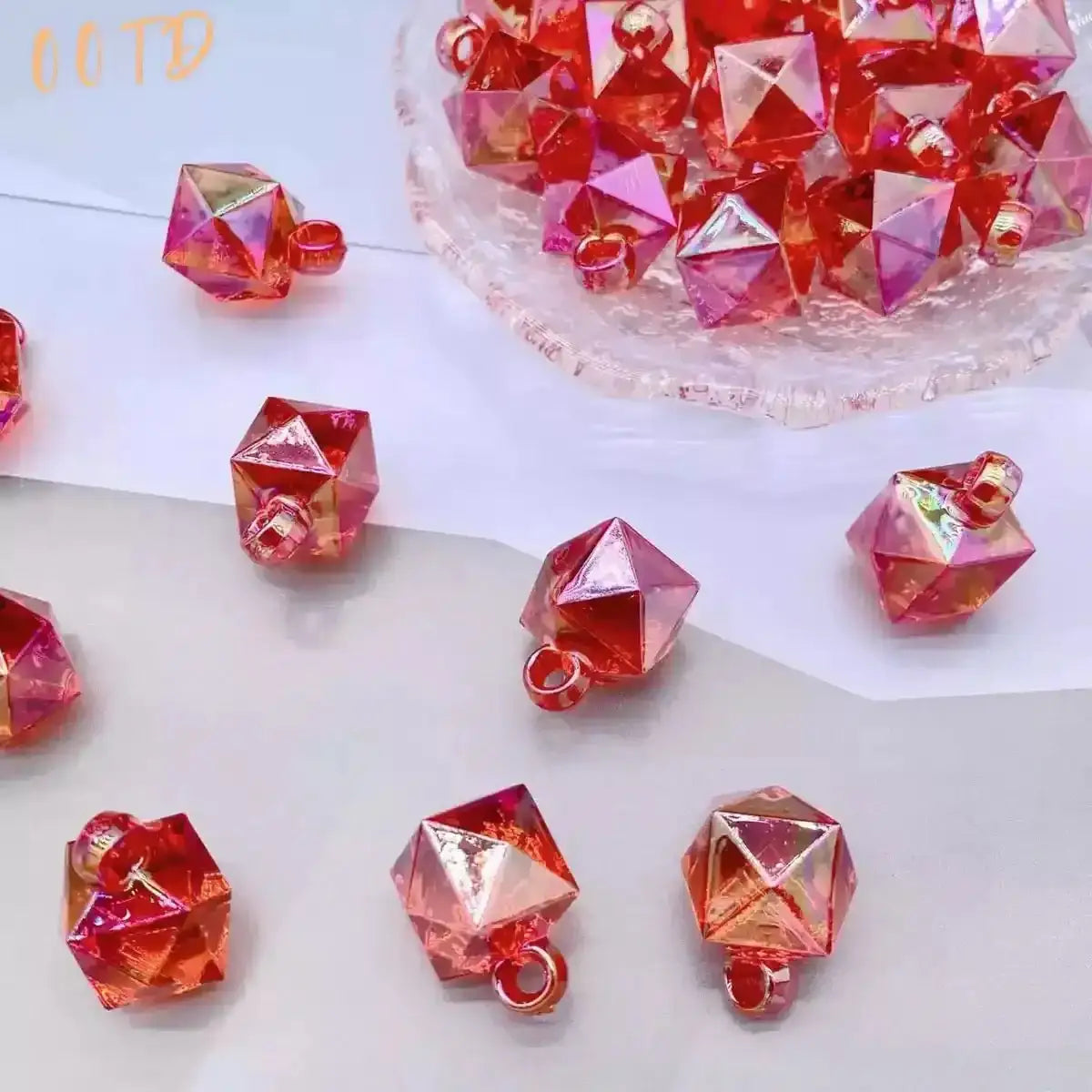 FS101700-16mm Mixed Cube Dangle Acrylic Beads -Zoe DIY Wholesale