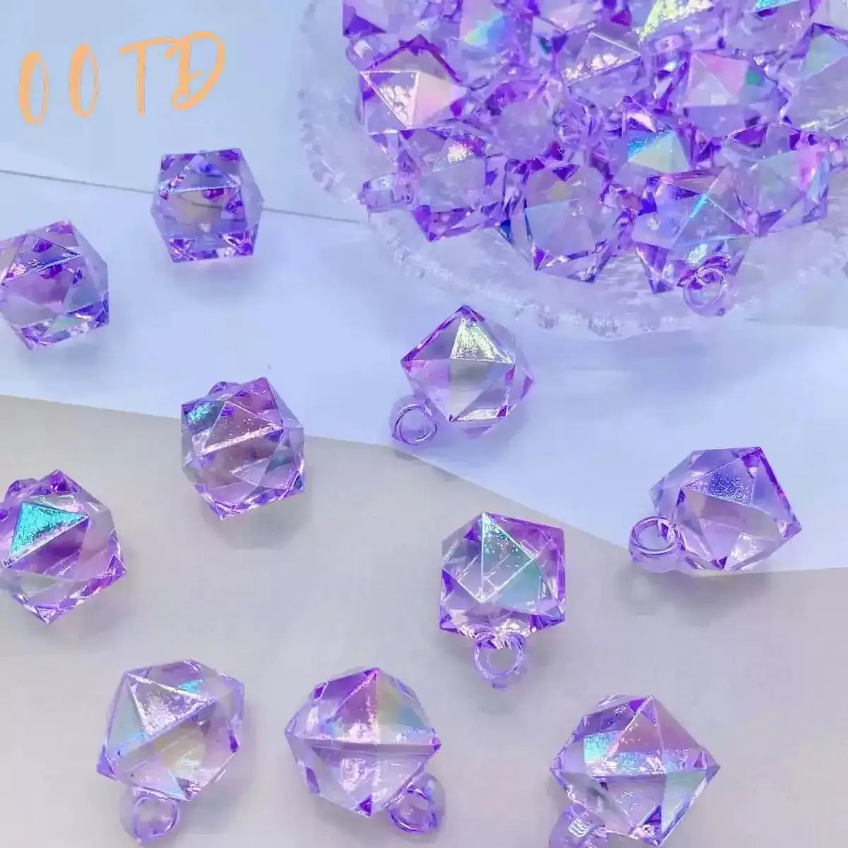 FS101700-16mm Mixed Cube Dangle Acrylic Beads -Zoe DIY Wholesale