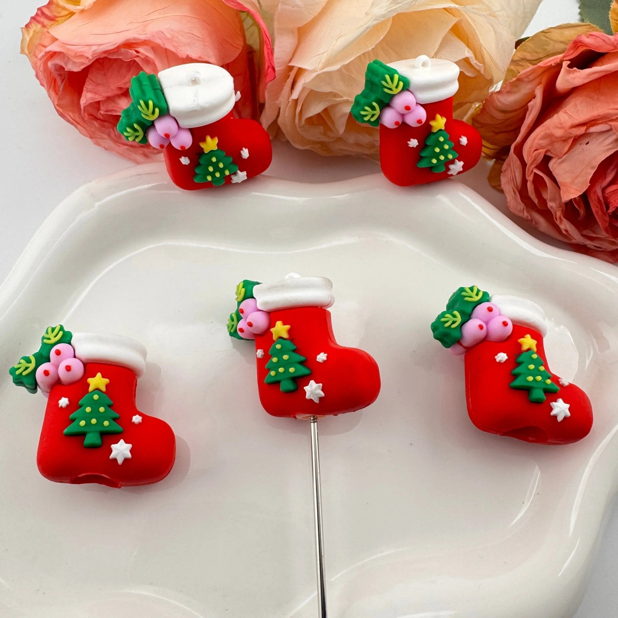 FS101774-Christmas Socks Pen Topper -Zoe DIY Wholesale
