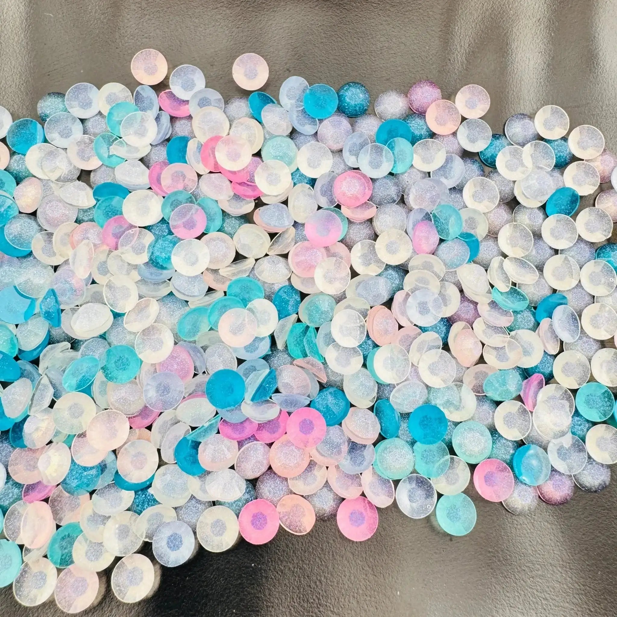 FS101801-About 6mm Gliter Acrylic Semicircle Patch -Zoe DIY Wholesale