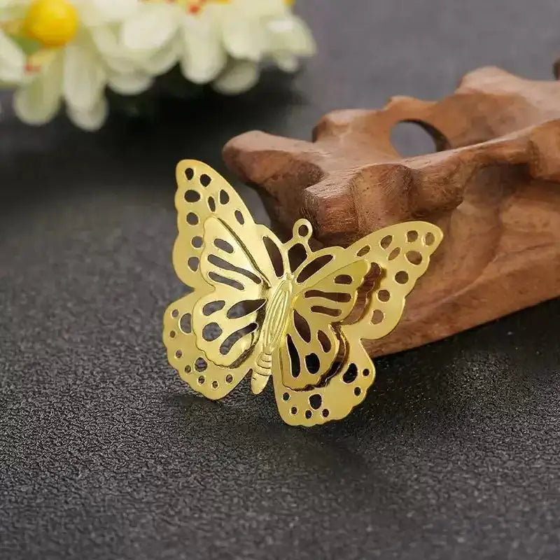 FS10187-35×50mm Three-Dimensional Double-Layer Butterfly Metal Base -Zoe DIY Wholesale