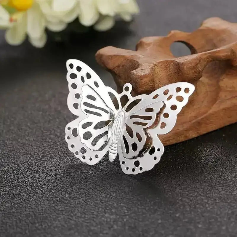 FS10187-35×50mm Three-Dimensional Double-Layer Butterfly Metal Base -Zoe DIY Wholesale