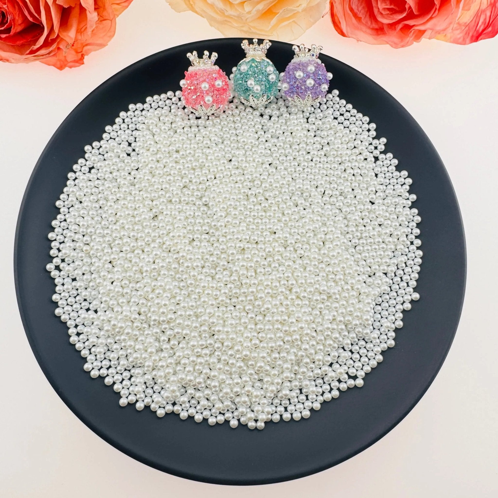 FS101880-3mm Pearl Looking Acrylic Beads (No Hole) -Zoe DIY Wholesale
