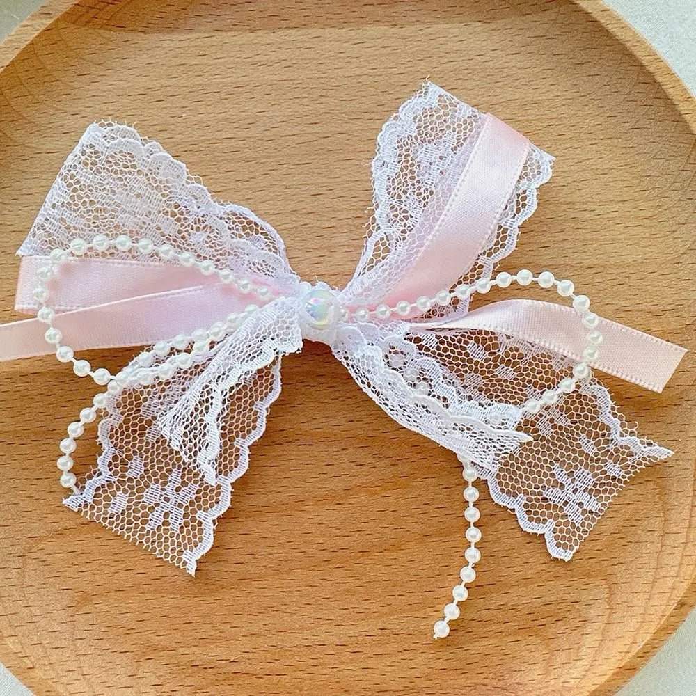 FS10192-About 10cm Pearl Lace Fabric Bowknot -Zoe DIY Wholesale