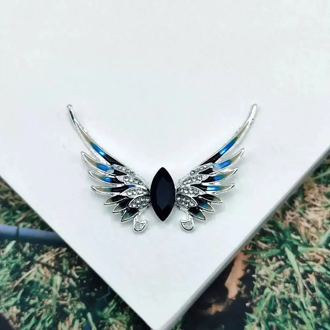 FS101944-54*37mm Alloy Oil Dropping Crystal Angle Wings -Zoe DIY Wholesale
