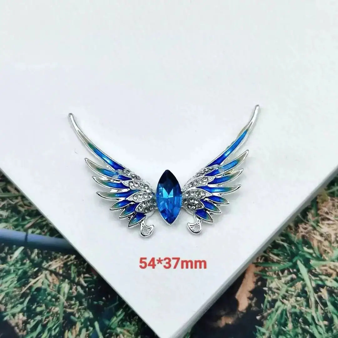 FS101944-54*37mm Alloy Oil Dropping Crystal Angle Wings -Zoe DIY Wholesale
