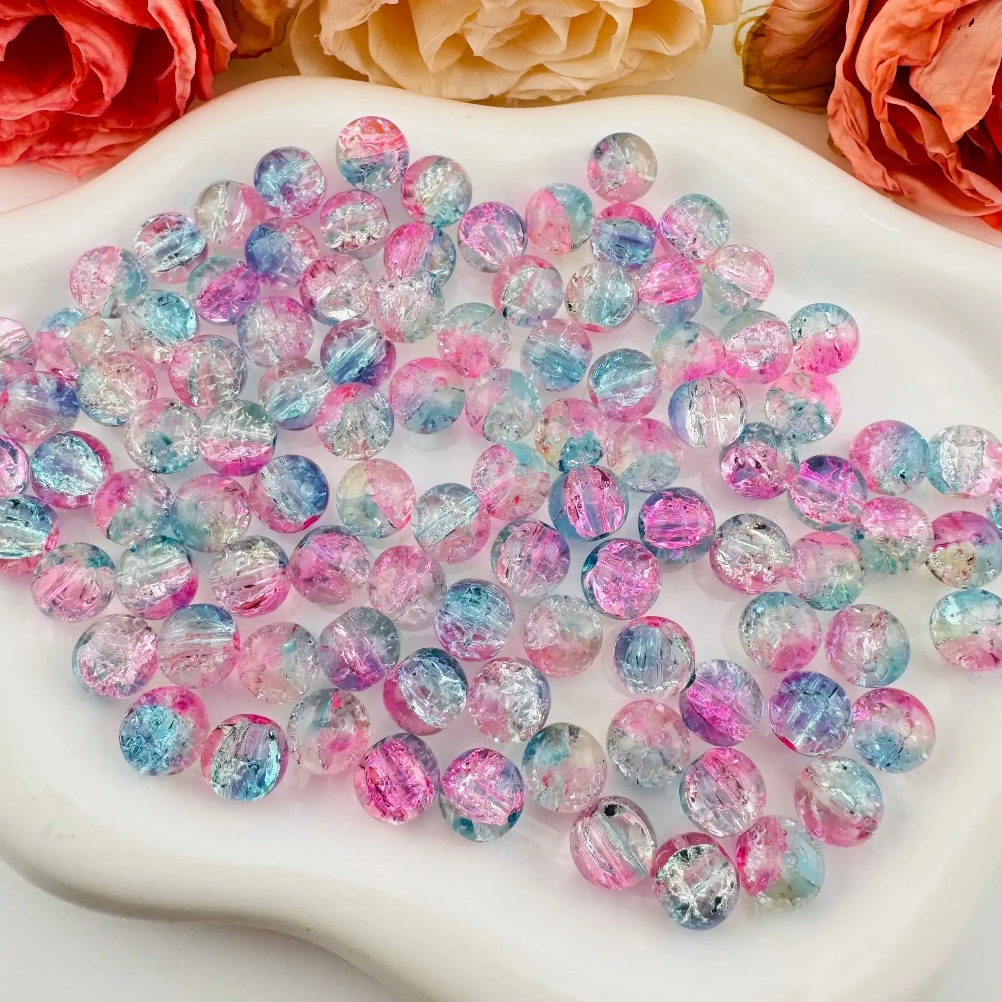 FS102252-Blue Purple Gradient Color Cracked Glass Beads -Zoe DIY Wholesale