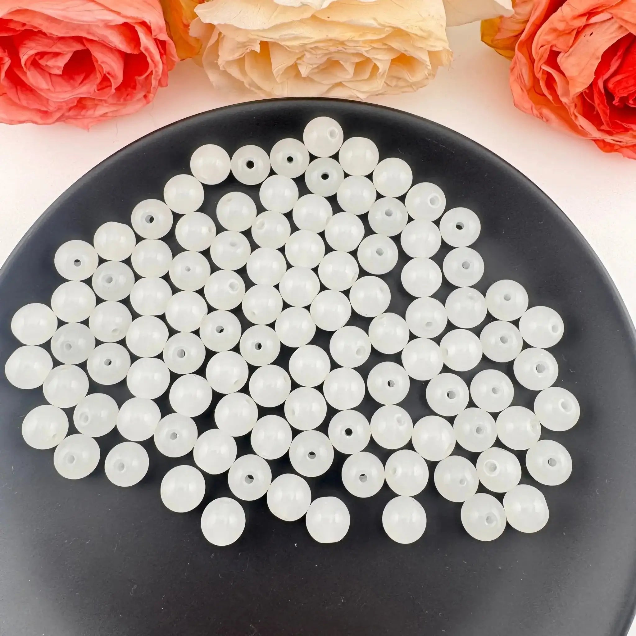 FS102258-About 10mm White Jade Glass Beads -Zoe DIY Wholesale