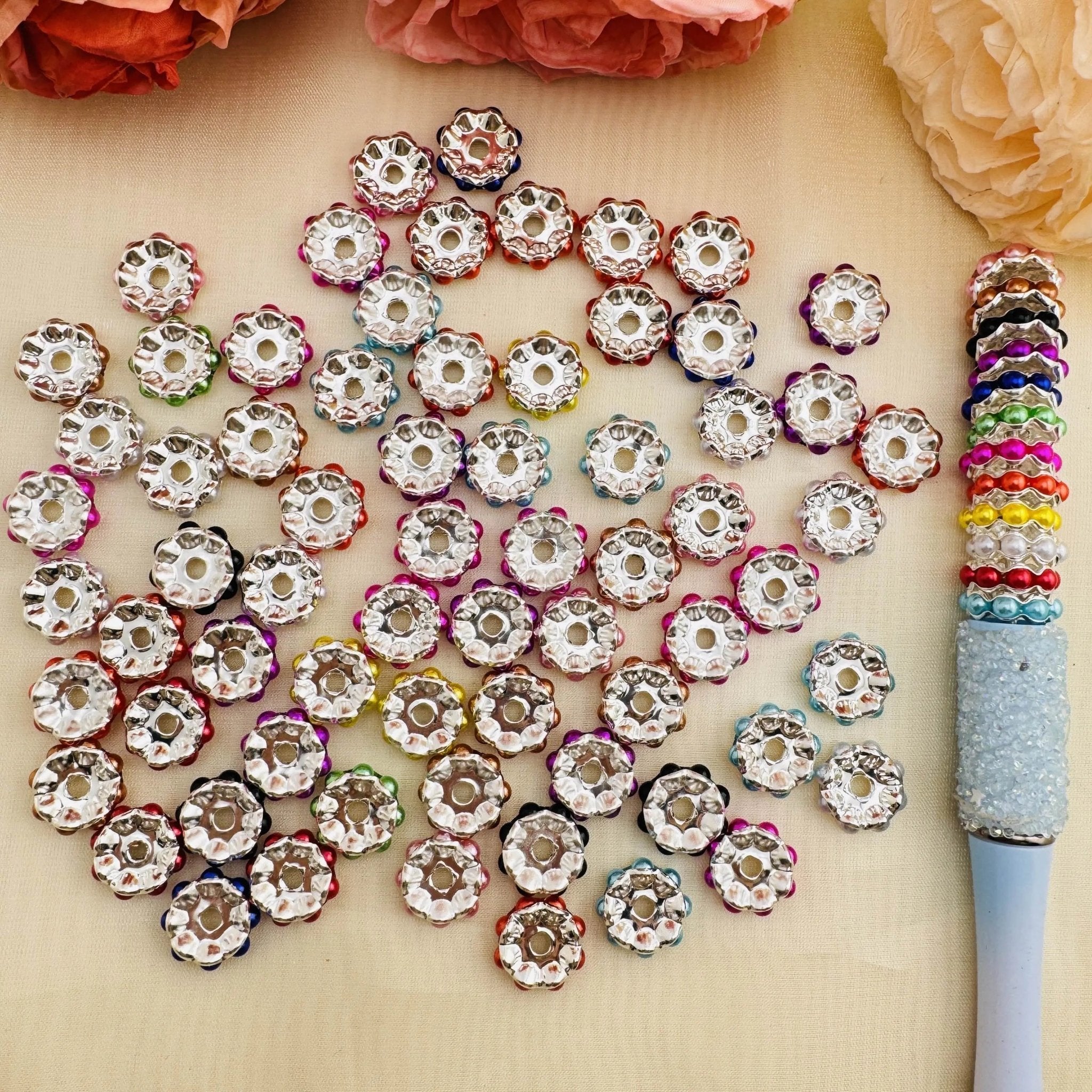 FS10247-13mm Random Mixed Pearl Wave Spacer Beads -Zoe DIY Wholesale