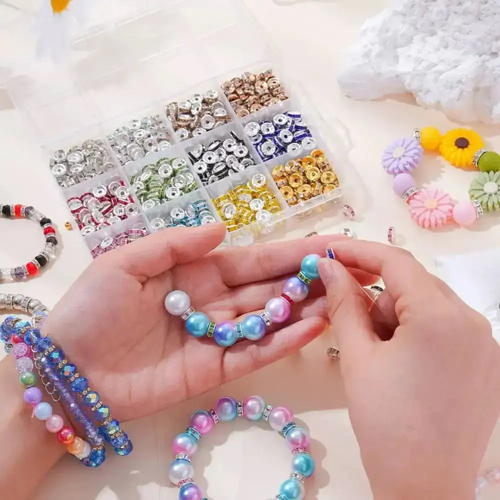 FS10248-Mixed Color Circle Diamond Spacer Fit For Beadable Pens Jewelry Making -Zoe DIY Wholesale