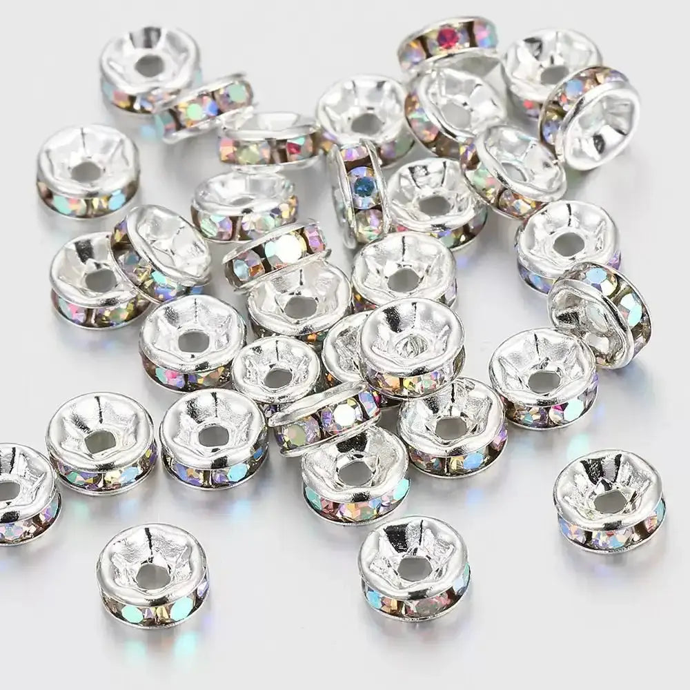 FS10248-Mixed Color Circle Diamond Spacer Fit For Beadable Pens Jewelry Making -Zoe DIY Wholesale