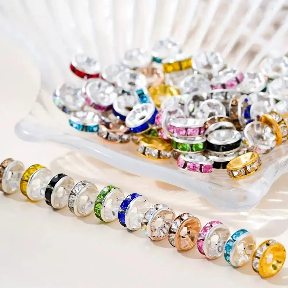 FS10248-Mixed Color Circle Diamond Spacer Fit For Beadable Pens Jewelry Making -Zoe DIY Wholesale