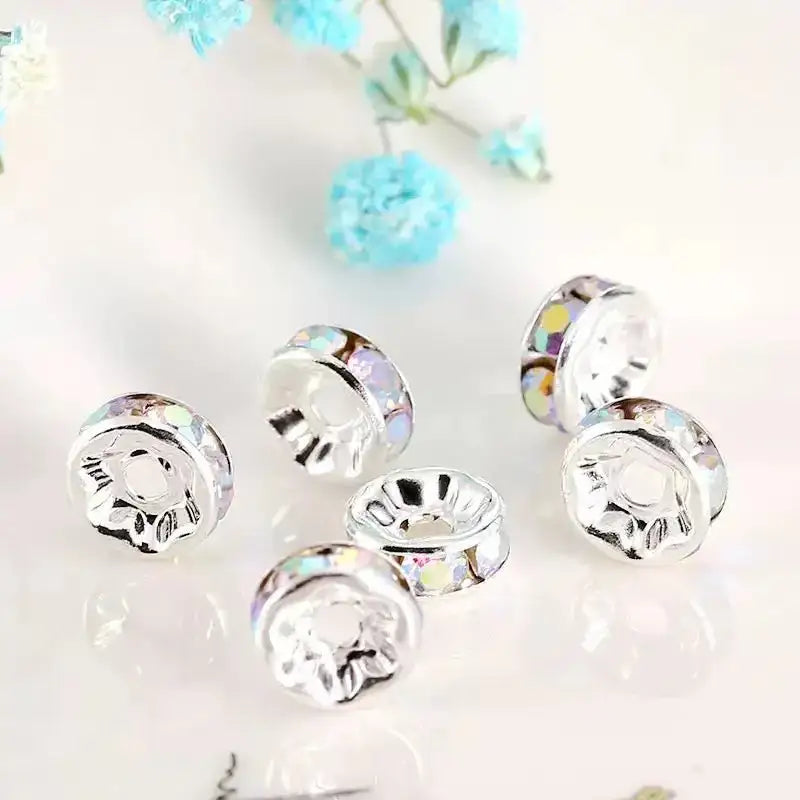 FS10248-Mixed Color Circle Diamond Spacer Fit For Beadable Pens Jewelry Making -Zoe DIY Wholesale