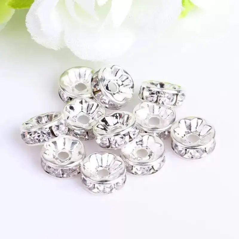 FS10248-Mixed Color Circle Diamond Spacer Fit For Beadable Pens Jewelry Making -Zoe DIY Wholesale